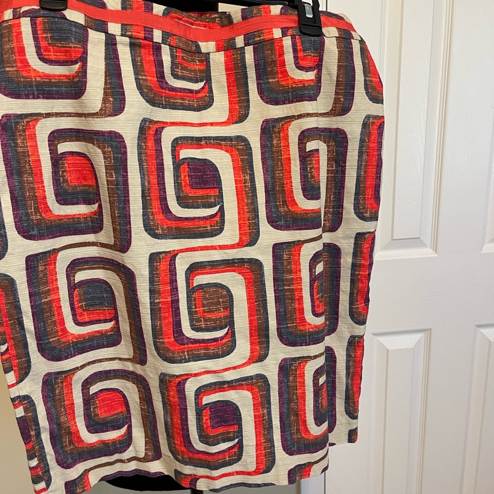 Luxe Retro Geo-Print Pencil Skirt